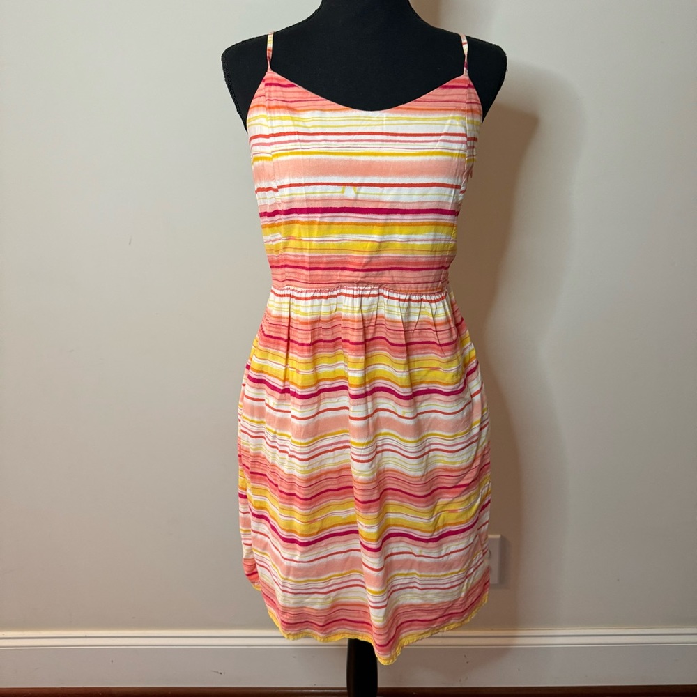 Gap Striped Orange Pink Yellow Spaghetti Strap Sundress